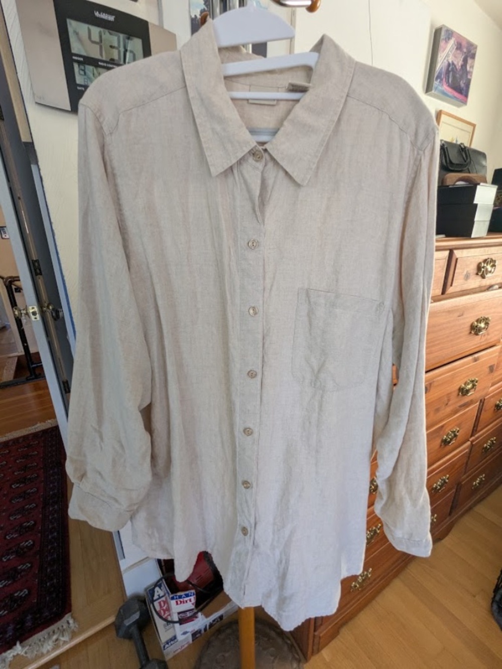 L.L.Bean Linen Oversized Blouse, Women's 1x